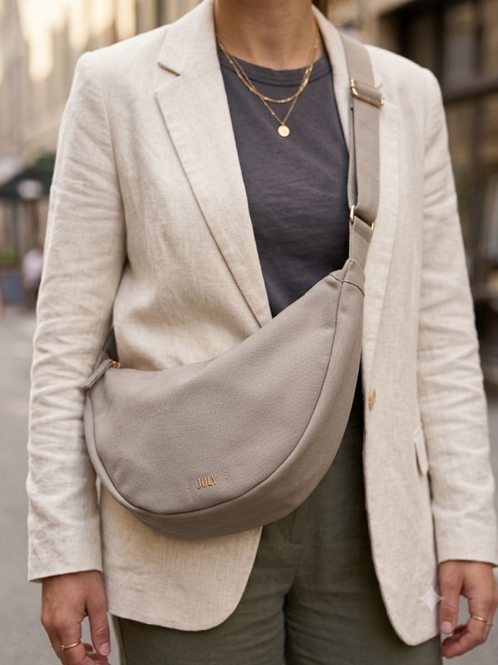 July Everyday Crescent Bag in Beige - NWOT